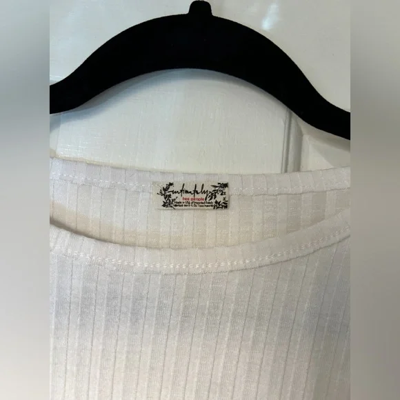 Free People Baby Rib Tee Ivory Sz M - Picture 5 of 8